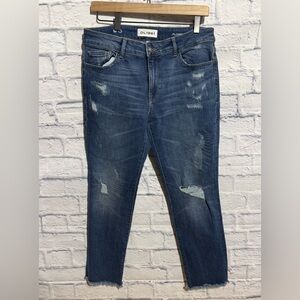 DL1961 Florence Instasculpt Cropped Distressed Mid Rise Jeans, Size 30